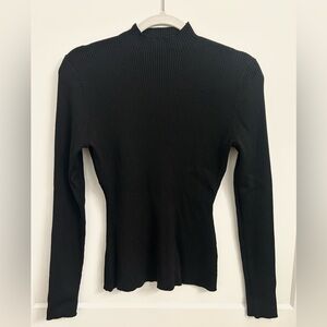 H&M Black Ribbed Turtleneck Long Sleeve Top